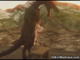 3de elf mlada ženska uničena s dragons!