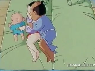 Oversexed anime husband nailing hard his wifes pussy
